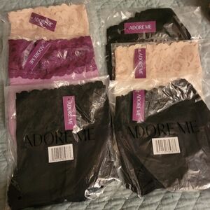 NWT ADORE ME SET OF 6 HIPSTER LACE TRIM COTTON PANTIES.